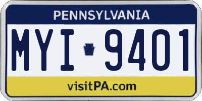 PA license plate MYI9401