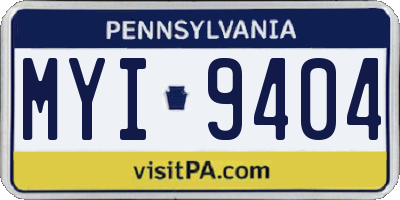 PA license plate MYI9404