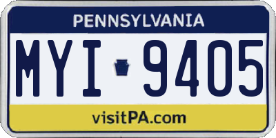PA license plate MYI9405