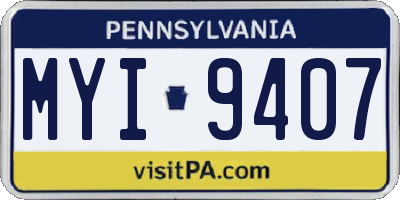 PA license plate MYI9407