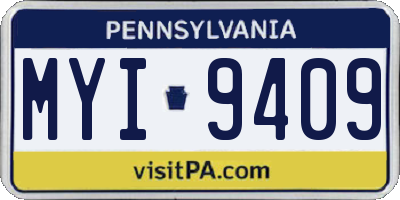 PA license plate MYI9409