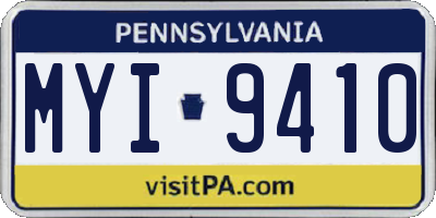 PA license plate MYI9410