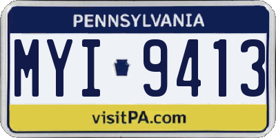 PA license plate MYI9413
