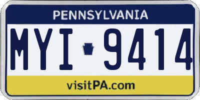 PA license plate MYI9414