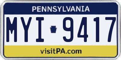 PA license plate MYI9417