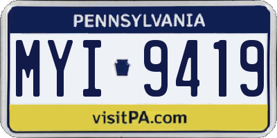 PA license plate MYI9419