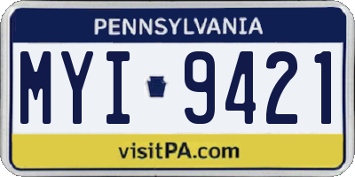 PA license plate MYI9421