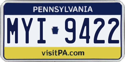 PA license plate MYI9422