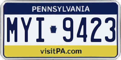PA license plate MYI9423