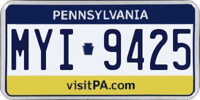 PA license plate MYI9425