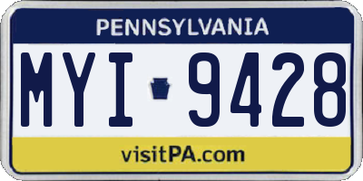 PA license plate MYI9428
