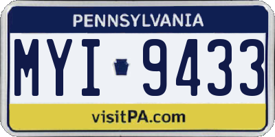 PA license plate MYI9433