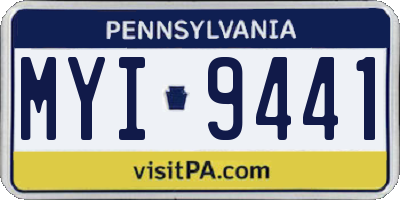 PA license plate MYI9441