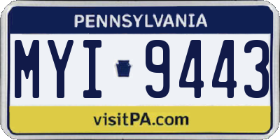 PA license plate MYI9443