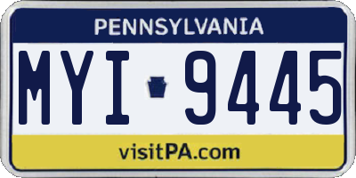 PA license plate MYI9445