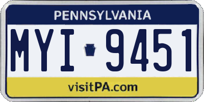 PA license plate MYI9451