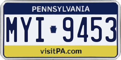 PA license plate MYI9453