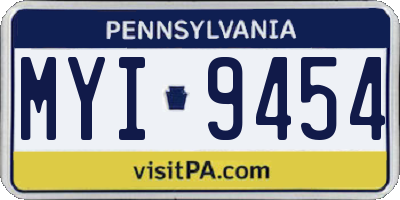 PA license plate MYI9454