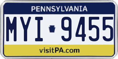 PA license plate MYI9455