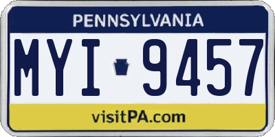 PA license plate MYI9457