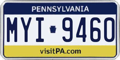 PA license plate MYI9460