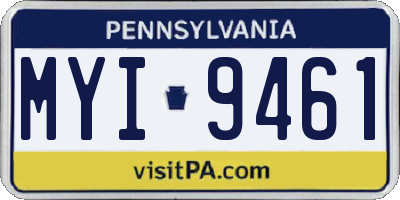 PA license plate MYI9461