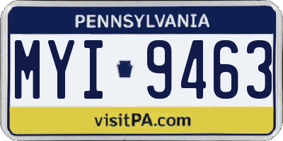 PA license plate MYI9463