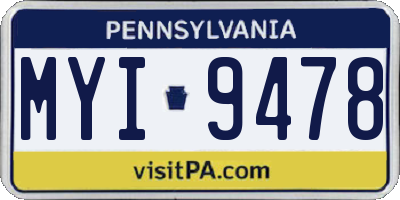 PA license plate MYI9478