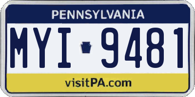 PA license plate MYI9481