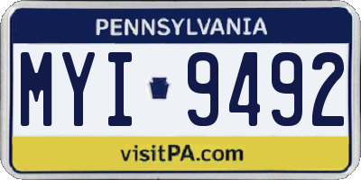 PA license plate MYI9492