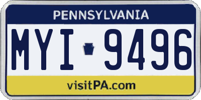 PA license plate MYI9496