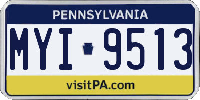 PA license plate MYI9513