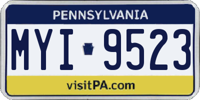 PA license plate MYI9523