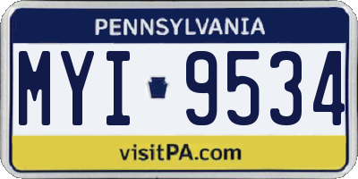PA license plate MYI9534