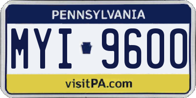 PA license plate MYI9600