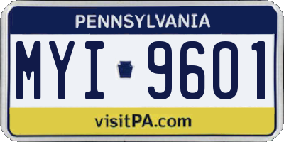 PA license plate MYI9601