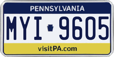 PA license plate MYI9605