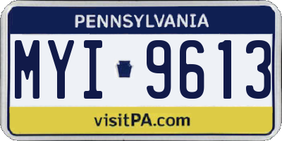 PA license plate MYI9613