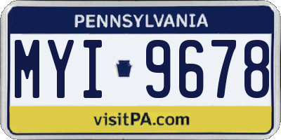 PA license plate MYI9678