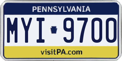 PA license plate MYI9700