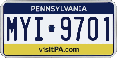 PA license plate MYI9701