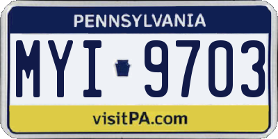 PA license plate MYI9703