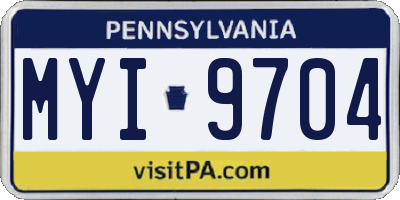PA license plate MYI9704