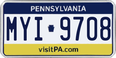 PA license plate MYI9708