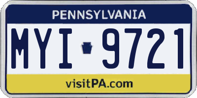 PA license plate MYI9721