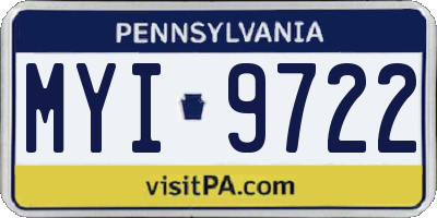 PA license plate MYI9722