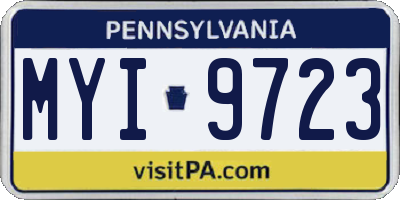PA license plate MYI9723