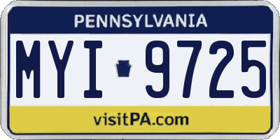 PA license plate MYI9725