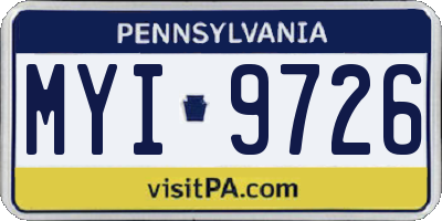 PA license plate MYI9726