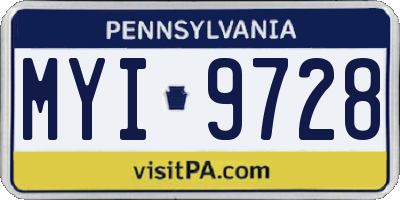 PA license plate MYI9728